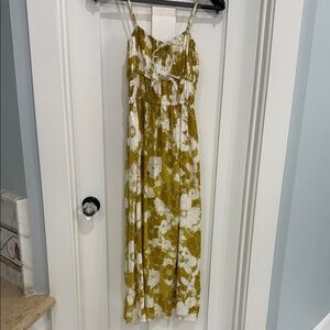Faithful the Brand Floral Yellow and White Maxi Dress 100% linen